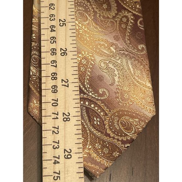 Stacy Adams Signature Gold Brown Hand Made 100% Microfiber Men’s Neck Tie - Picture 5 of 9